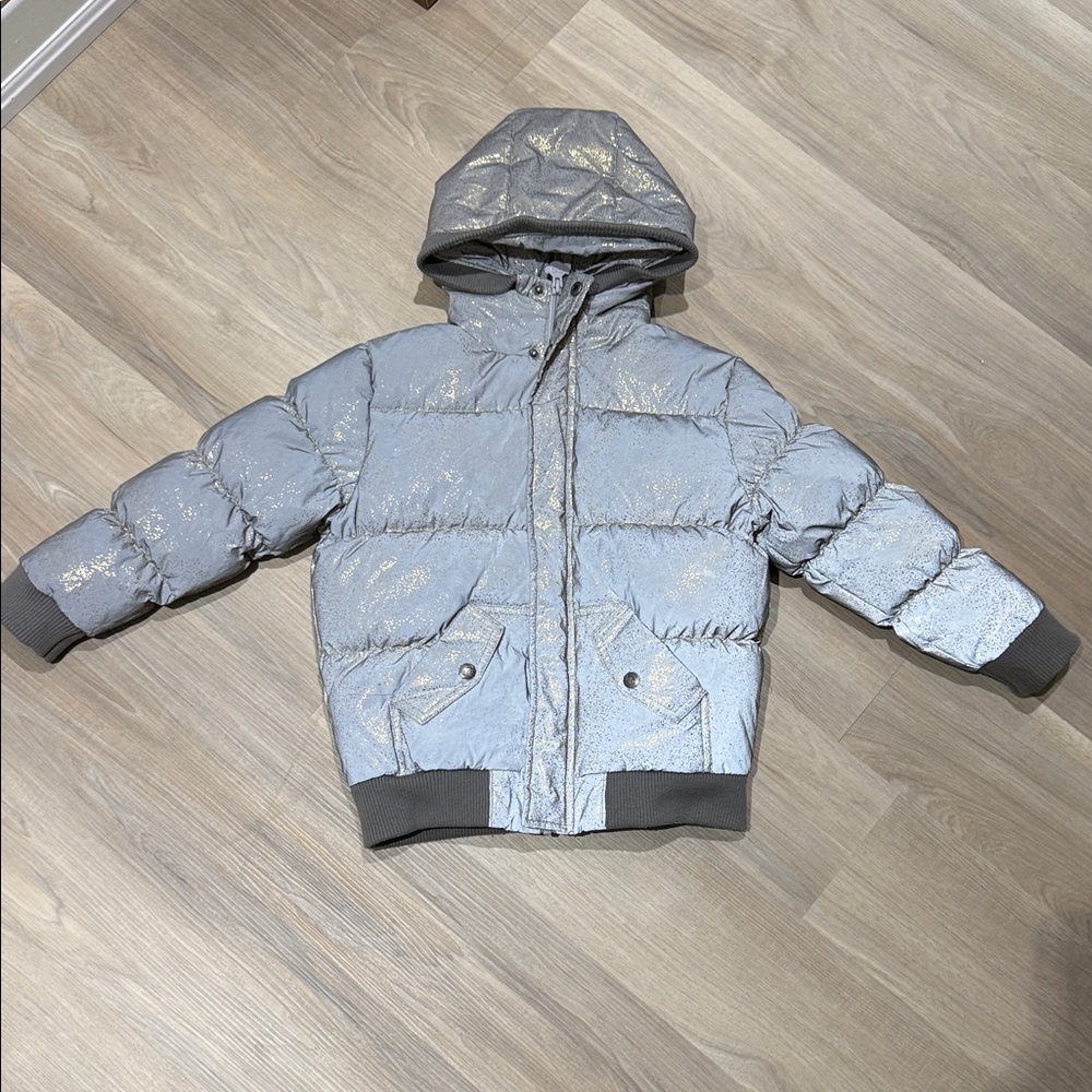 Kids metal silver with gold speckles Puffer Jacket